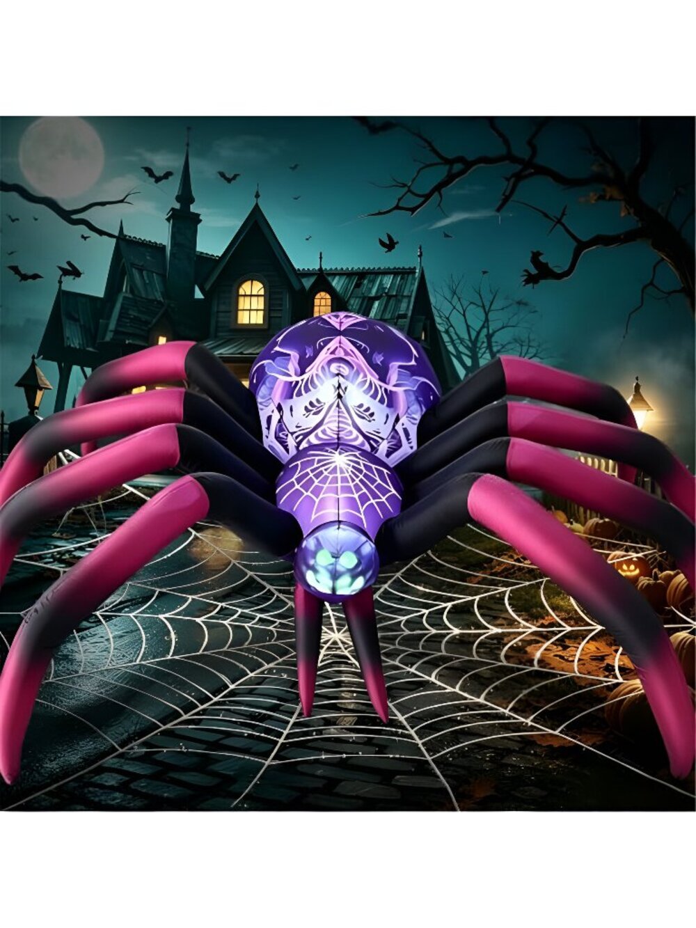 8FT Halloween Inflatable Decorations Spider, Build-in LED Lights Holiday Blow